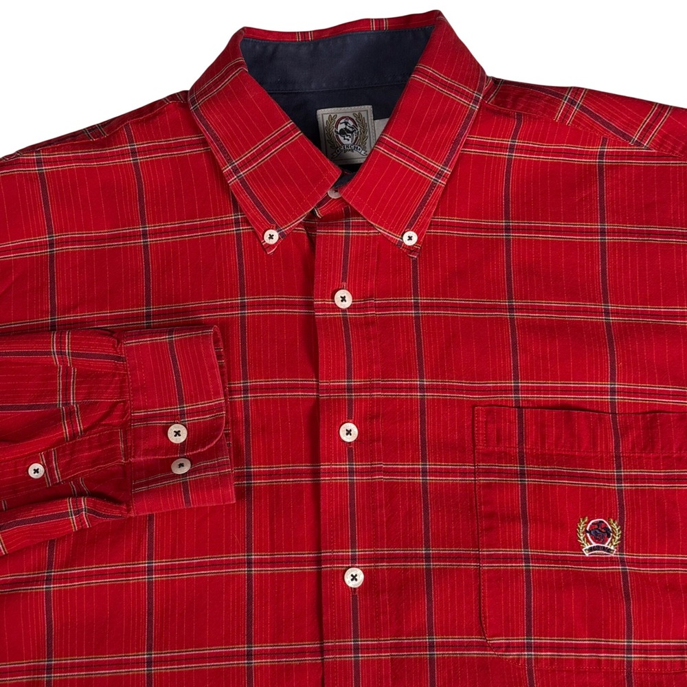 Cinch Red Plaid Long Sleeve Western Button Down Shirt Rodeo Cowboy Mens Large‎
